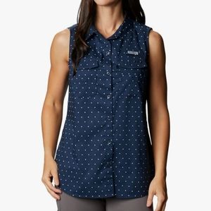 Columbia button up front sleeveless top size large regular